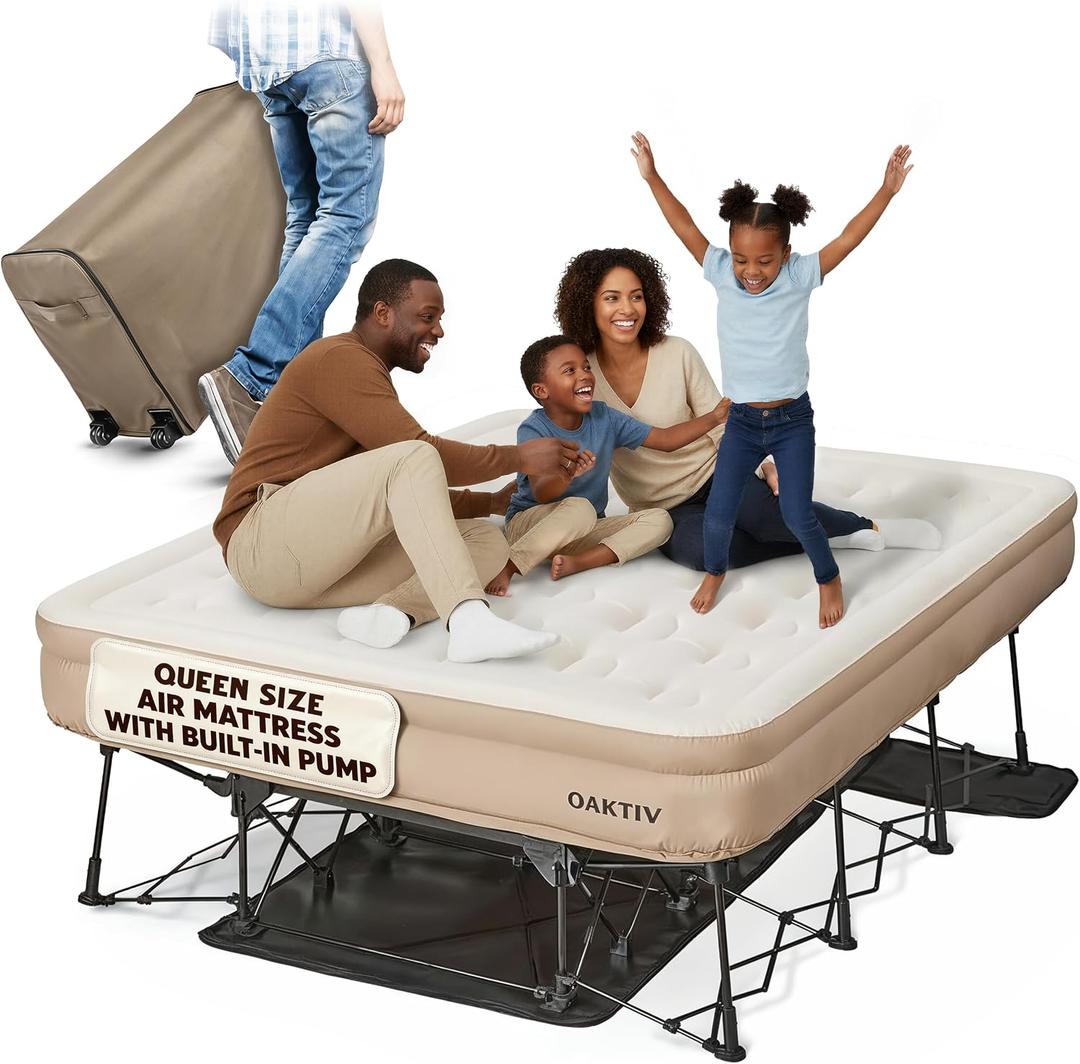 Oaktiv PeakRest Twin Air Mattress with Frame & Built-in Pump, Queen