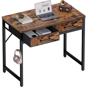 Pamray 32 Inch Small Computer Desk with 2 Drawers for Bedroom Study Writing Home Office Table for Small Spaces Vintage