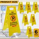 Pack of 6 Two Sided No Parking Signs Outdoor Folding Floor Sign for No Parking Plastic Self Standing No Parking Sign for Restaurants Business Lots