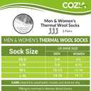 COZIA Merino Wool Socks for Men & Women Casual Warm Winter Cozy Thermal Socks (Medium-Large, E34-charcoal (3 Pairs))