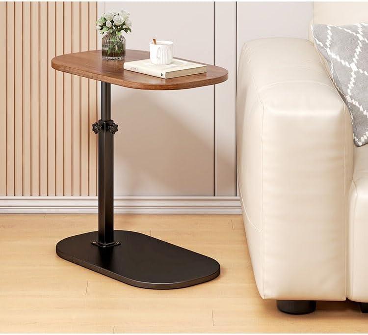 Simcat C Shaped Side Table,Adjustable Height C Table End Table for Couch,360°Swivel Couch Side Tables Slide Laptop Desk for Sofa/Bed/Bathtub/Rotating Tabletop (Walnut)