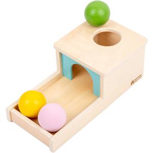 Adena Montessori Wooden Toy for 6-12 Month Baby 3 Balls with Tray, Object Permanence Box Colorful Learning Education Toy for Toddler Kid 1-2 Year Old, Preschool Developmental Girl and Boy Gift