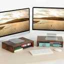 TEAMIX Monitor Riser - 2 Pack, Rustic Brown Wood Adjustable Stand for 2 Monitors/Laptop/PC