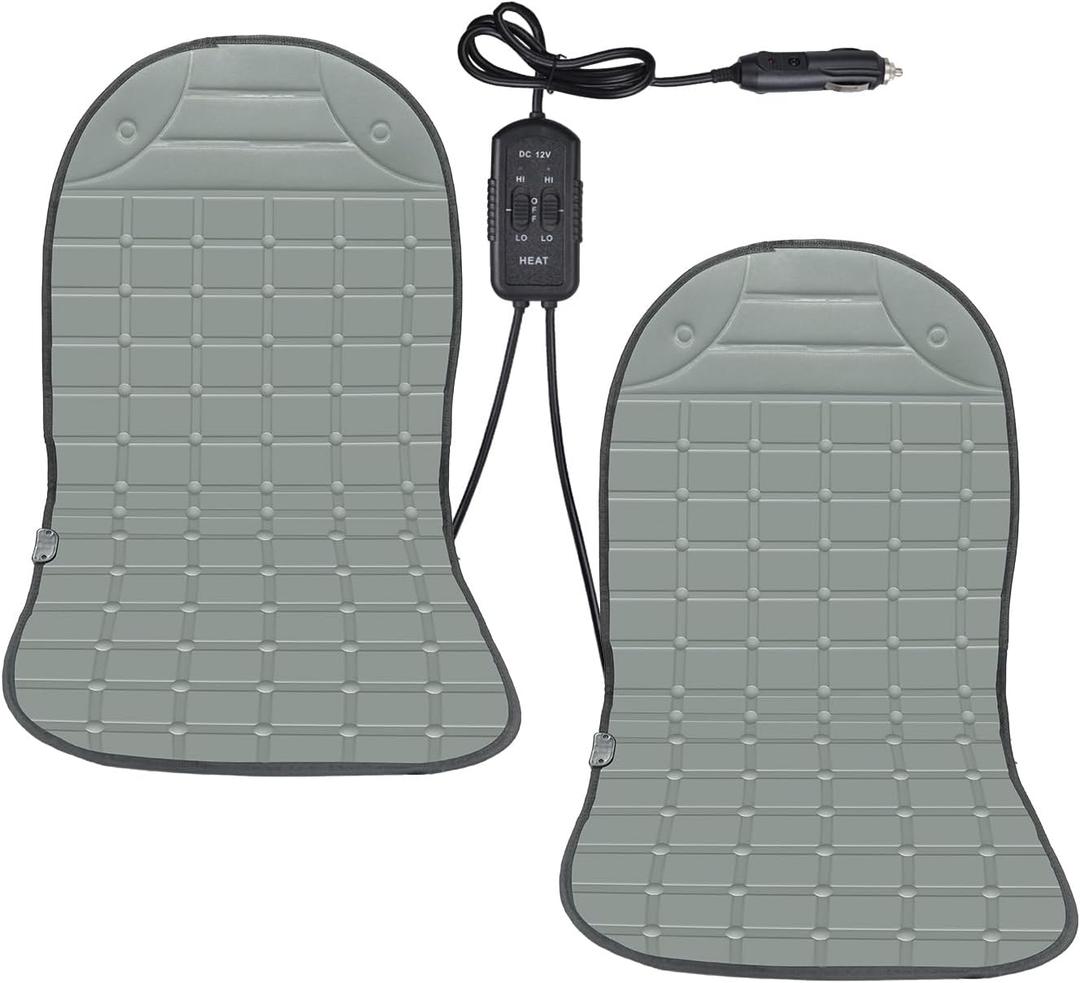 slashome Seat Cover Comfortable Winter Seat Cushion with Adjustable Buckle for Full Back and Seat 2-Pack (Grey)