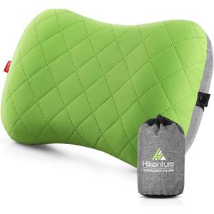 Hikenture Camping Pillow with Removable Cover - Ultralight Inflatable Pillow for Neck Lumbar Support - Upgrade Backpacking Pillow - Washable Travel Air Pillows for Camping, Hiking, Backpacking (Green)