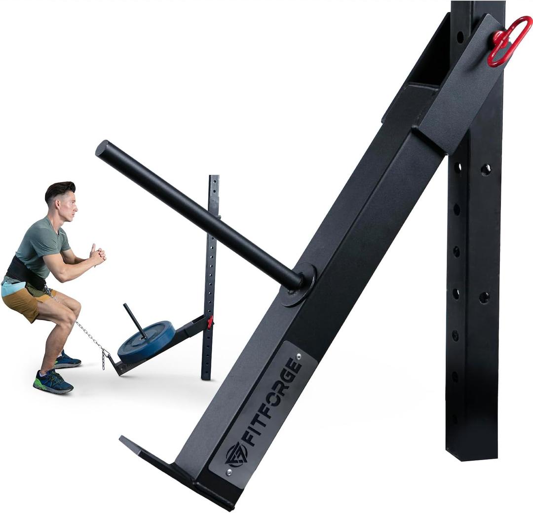FitForge Belt Squat Attachment for Rack and Squat Belt - Space Saving Power Rack Squat Stand Attachment - Power Cage Squat Rack Add On for Home Gym, Compatible with All Hole Plates
