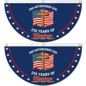 2 x 2-Pack 250 Years Anniversary Flag - 1.5X3 Ft | with 3 Brass Grommets - for Garden Yard Balcony Patriotic Decorations