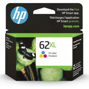 HP 62XL Tri-color High-yield Ink Cartridge | Works with Printer Series: ENVY 5540, 5640, 5660, 7640; OfficeJet 5740, 8040; OfficeJet Mobile 200, 250 | Eligible for Instant Ink | C2P07AN