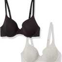 Amazon Essentials T-Shirt Bras for Women, Comfortable Underwire, Pack of 2 (30D, Black/Grey Heather)