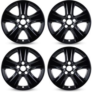 Set of 4 17 inch ABS Wheel Skins for 2019-2025 Toyota RAV4, Wheel Covers Compatible with 19-25 Toyota Rav4 - Gloss Black, Snap-on Wheel Skin Replacement Set