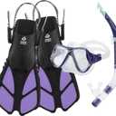 Hawaii Divers Manta Ray Adult Snorkel Set - Premium 2-Window Tempered Glass Snorkel Mask with Silicone Mouthpiece, Snorkeling Gear for Adults