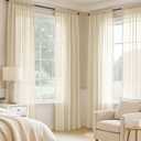 MIULEE Cream Sheer Curtains 108 Inches Long, 4 Panels Set, Light Filtering Rod Pocket Voile Drapes for Living Room and Bedroom, Airy Soft Fabric Window Treatments, 42 x 108 Inches