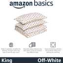Amazon Basics Lightweight Polyester Microfiber Comforter Set, 3-Pieces, Off White Floral, King