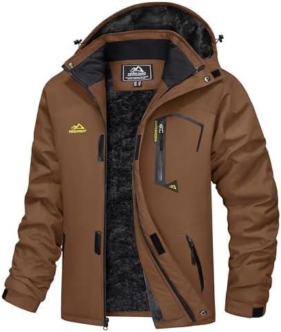 MAGCOMSEN Men's Winter Coats Water Resistant Ski Snow Jacket Warm Fleece Jacket Parka Raincoats With Hood Multi-Pockets, Size: XL