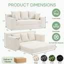 Boneless Couch for Living Room, 3 Seater Convertible Sofa Bed in A Box, Folding Pull Out Couch with Comfy Corduroy, Loveseat Sleeper Floor Sofa with 5 Pillows, No Assembly Required, Beige, 70''-3 Seat