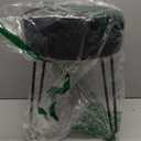 IBUYKE Faux Leather Round Footrest Stool, Makeup Vanity Stool Side Table, PU Dressing Table Seat, Pouf Couch Stool, Golden Steel Legs, Black LG-31B