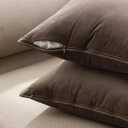 MIULEE Dark Coffee Velvet Throw Pillow Covers 20x20 Taupe Neutral Soft Decorative Solid Square Cushion Cases Pack of 2 Modern Luxury Home Decor for Couch, Sofa, Bedroom