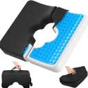 Bed Sore Cushion, Gel Wheelchair Seat Cushion,18x16 Relieve Sciatica, Back, Coccyx & Ulcer Pain, Foldable Ergonomic Cushion for Bedridden, Elderly, with Anti-Slip Cover & Handle