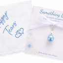 MIXJOY Something Blue Gift for Bride, Wedding Day Bridal Blue Pearl Angel Wings Bouquet Garter Charm for Bride to Be