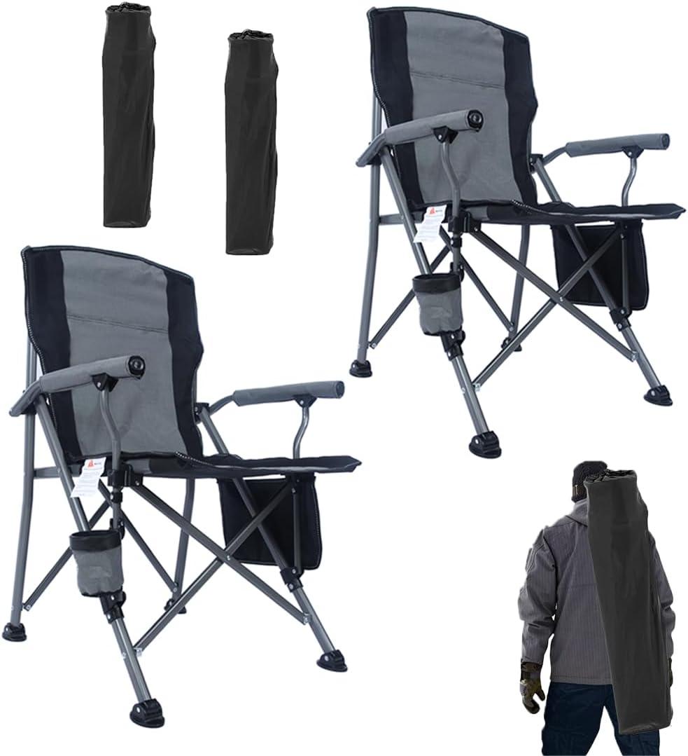 Homcosan Portable Camping Chair (Regular, Gray-2pcs)