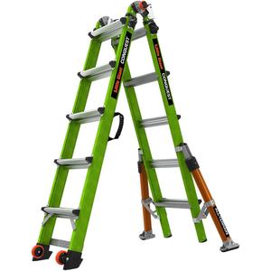 Little Giant Ladder Systems Conquest 2.0 All-Terrain, M22, 22ft, Multi-Position Ladder with Adjustable Outriggers, Fiberglass, Type 1A, 300 lbs Weight Rating, (17102-001)