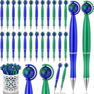 Supervitae 100 Pcs Globe Earth Pens Novelty Eco World Map Green Blue Ballpoint Pen 1 mm Black Gel Ink for Party Favor Classroom Reward Earth Day Travel Souvenir Gift Teacher Desk Decor Office Supply