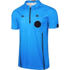 FitsT4 Sports Pro Soccer Referee Jersey Short Sleeve Ref Shirts (X-Small, Blue)