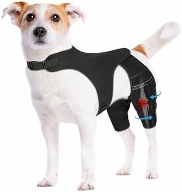 Pawfun Dog Knee Brace for Torn ACL Hind Leg, Adjustable Dog Leg Braces for Back Leg with 4 Metal Stabilizers Helps with Torn CCL, Luxating Patella, Ligament Injuries, Hip Dysplasia,XS