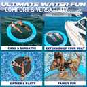 Inflatable Floating Ring Dock with Mesh, Full Drop-Stitch Construction, Round Water Hammock Raft Platform for Lake, Pool & Ocean, Includes Pump & Anchor Rope, 8 FT