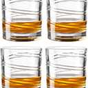 Crystal Whiskey Glasses Set of 4, 9.6 Fl oz Durable Rotating Rocks Glasses for Scotch, Bourbon,Cocktails Beer,Elegant Barware Gift (4, swirl pattern)