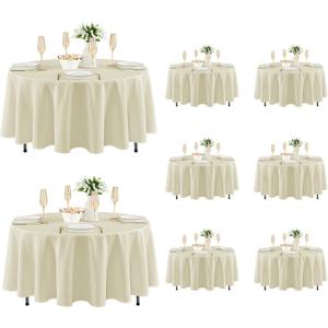 Fitable 8 Pack Round Tablecloths: Stain Resistant Wrinkle Free Circle Table Clothes, Washable Reusable Polyester Table Covers for Wedding Party Birthday Banquet Reception(Ivory, 84 Inch)