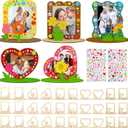J6&H6 30 Pcs Mothers Day Crafts Wooden Flower Photo Frame DIY Craft Kit, Mothers Day Crafts Bulk with 5 Styles Colored Diamond Stickers for Class Activitie Handmade Gifts (Flower Photo Frame)