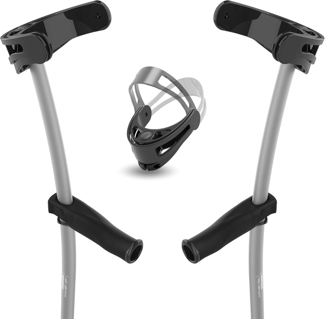 Ultra-Lightweight Forearm Crutches, Aerospace Aluminum (1 Pair/2 Units). Precise Handle and Cuff Adjustment Prevents tendonitis and Hand Pain 