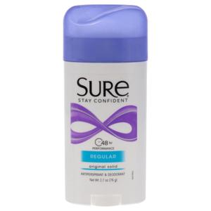 Sure Reg Solid Size 2.7z Sure Regular Original Solid Anti-Perspirant Deodorant, 4 Pieces