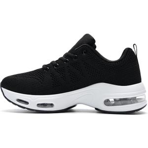 Womens Running Shoes Walking Tennis Gym Fashion Sneakers Athletic Casual Comfortable Breathable Jogging Shoe Black/White US Size 9