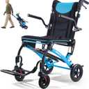 Transport Wheelchairs for Adults Lightweight Foldable Transport Chair with Telescopic Handle, Portable Folding Travel Transfer Wheel Chairs for Seniors