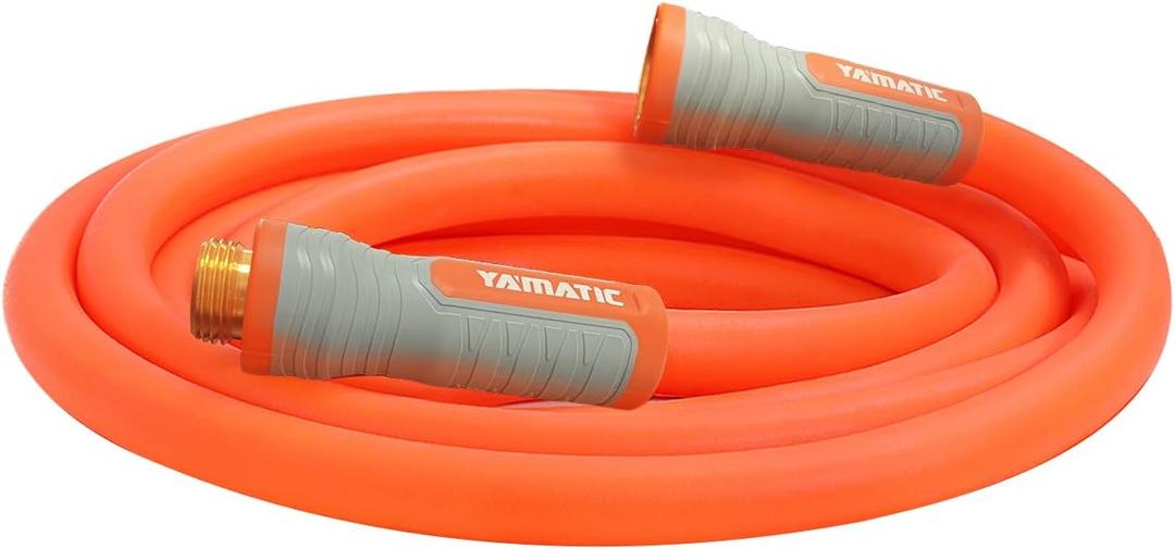 YAMATIC Heavy Duty Short Garden Hose 5/8 in x 10 ft with Swivel Fitting, Super Flexible Leader hose,All-weather, Lightweight, Burst 600 PSI (Orange)