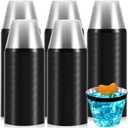 Lounsweer 100 Pcs 9 oz Plastic Cups with Black Rimmed Clear Cocktail Cups Heavy Duty Disposable Wine Glasses for Wedding Birthday Bridal Shower Baby Shower Party Holiday Celebrations