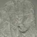 ZEROYAA Men's Shiny Satin Rose Floral Jacquard Long Sleeve Button Up Dress Shirts for Party Prom (Large, Ivory White)