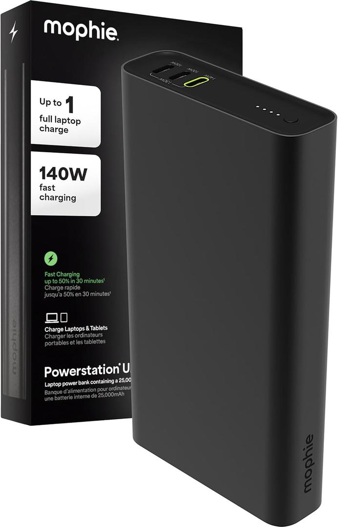 Mophie Powerstation Fast 25,000mAh Power Bank | Extended Fast Charging | 140W, Multi-Device