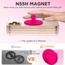 Magnetic Phone Ring Grip Holder, Silicone Finger Loop Grip, Compatible with MasSafe, Back of Phone for iPhone Pro Max/Plus/16/15/15/14/13/12 Series, Neon Pink