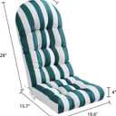 Enipate Weather Resistant Adirondack Chair Cushions Set of 2 High Back Indoor Outdoor Patio Tufted Lounge Cushion Seat Pads, 44 x 19.6 x 4 inches, Green White Stripe 2-pack
