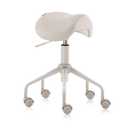 Adjustable Height Hydraulic Rolling Swivel Stool Chair with Metal Base and Faux Leather Cushion for Salon, Medical, Office and Home, 503 Kai Series, Saddle Seat, Vanilla