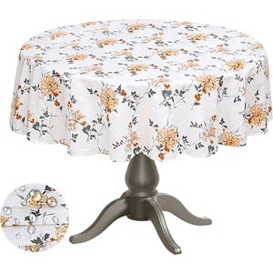 RUVANTI Round Tablecloth 70 Inch, for 24-48 Inch Round Tables, 100% Cotton Table Cloth Stain Resistant, Washable, Perfect for Kitchen, Dining, Parties, Weddings, Hotel use - Grey Floral