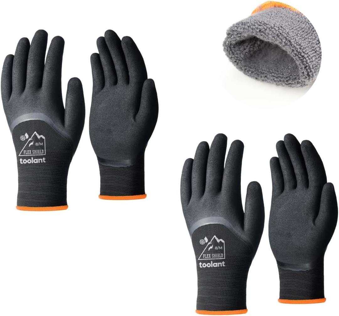 toolant Winter Work Gloves for Men & Women, 3/4 Waterproof Freezer Gloves with Thermal Insulated, Durable, Strong Grip (X-Large, Black)