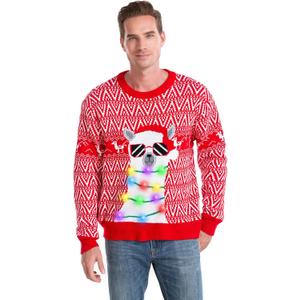 HSCTEK Light Up Men Christmas Sweater (Large, Lama)