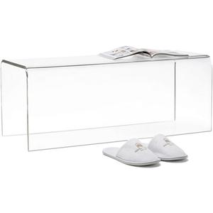 39 Inch Long Clear Acrylic Bench, Modern Contemporary Rectangle Seating for Living Room, Entryway, Family Room, Hallway and Foyer, Decorative Window Bench