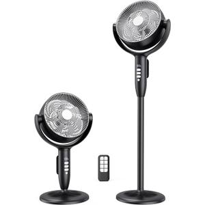Cordless Rechargeable Pedestal Fan, 12000mAh Battery, Remote Control | Up to 30H Runtime, 120°+120° Oscillation, 8 Speeds, Adjustable Height Standing Fan for Bedroom, Patio, Camping