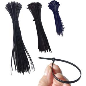 3 x Cable Zip Ties,300 Pack Black Assorted Sizes 4+8+12 Inch,Multi-Purpose Self-locking Nylon Cable ties,Plastic Wire Ties for Home,Garden,Plants, Fence, Holiday Lights,Workshop