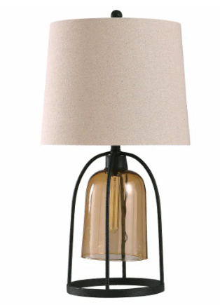 StyleCraft Malvern Industrial Table Lamp - Amber / Black